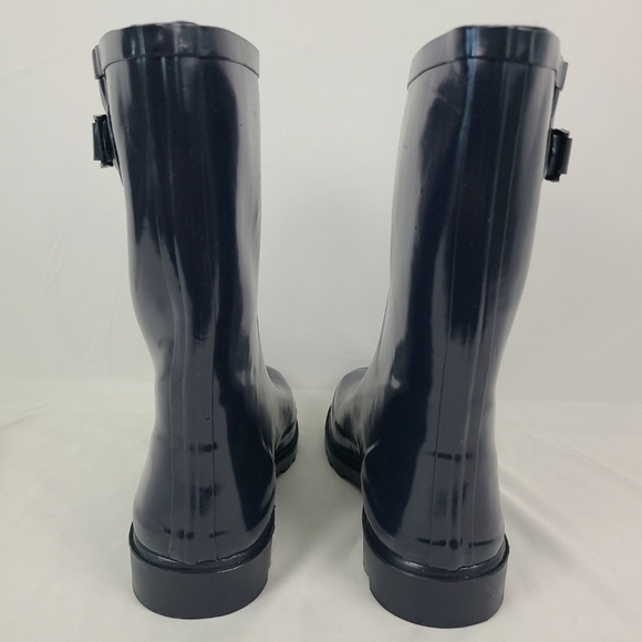 NEW Forever Young Women's Blue Rubber Rain Boots Mid-Calf 11" Pull-On Waterproof - Picture 4 of 9
